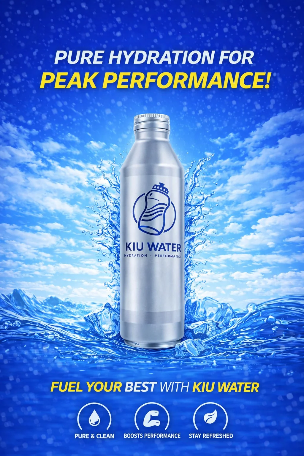 KIU Water 16oz Aluminum Bottle